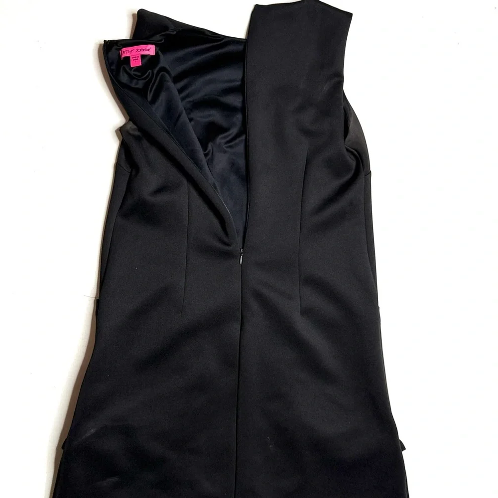 Betsy Johnson Black Sleeveless Shirt Dress w/ Ruffle Pocket Details Size 2 - Picture 5 of 11